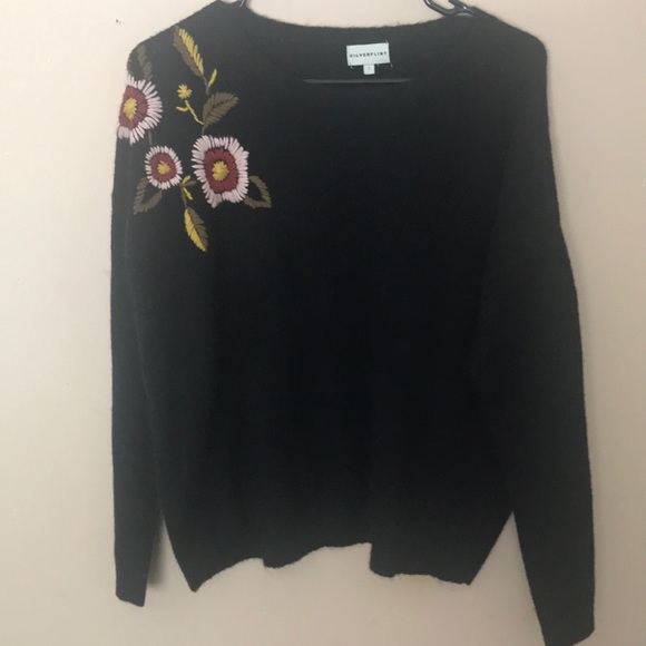 Sweaters - 2 FOR $25! Black Floral Sweater